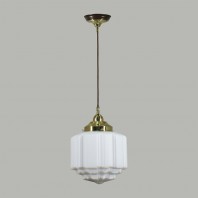 Lighting Inspiration-ST KILDA 8” Opal Matt Cloth Brown Cord SUSP - Polish Brass